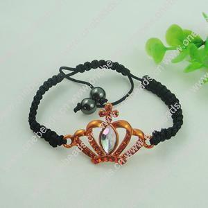 Fashion Bracelet, Cotton cord & zinc alloy findings, Length:adjustable, Sold by Dozen