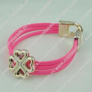 Fashion Bracelet, Leather cord & CCB Beads, Length: about 8.1-inch, Sold by Dozen