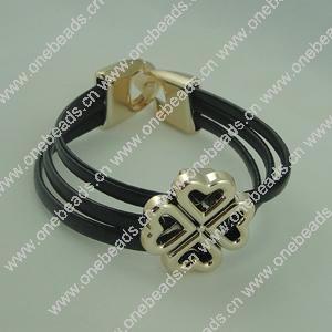 Fashion Bracelet, Leather cord & CCB Beads, Length: about 8.1-inch, Sold by Dozen