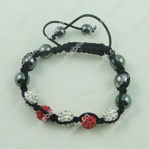 Fashion Bracelet, Cotton cord & zinc alloy Beads, Length:adjustable, Sold by Dozen