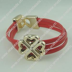 Fashion Bracelet, Leather cord & CCB Beads, Length: about 8.1-inch, Sold by Dozen