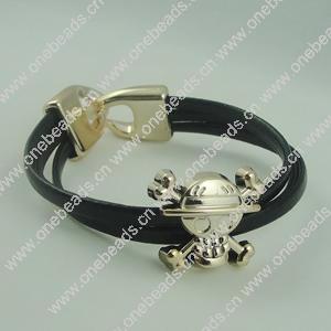 Fashion Bracelet, Leather cord & CCB Beads, Length: about 8.1-inch, Sold by Dozen