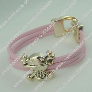 Fashion Bracelet, Leather cord & CCB Beads, Length: about 8.1-inch, Sold by Dozen