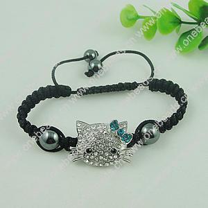 Fashion Bracelet, Cotton cord & zinc alloy findings, Length:adjustable, Sold by Dozen