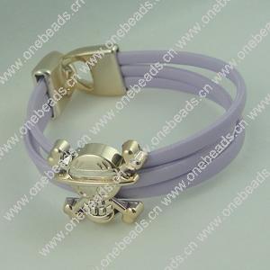 Fashion Bracelet, Leather cord & CCB Beads, Length: about 8.1-inch, Sold by Dozen