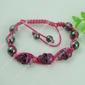 Fashion Bracelet, Cotton cord & zinc alloy Beads, Length:adjustable, Sold by Dozen