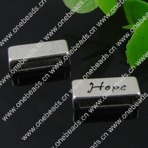 Slider, Zinc Alloy Bracelet Findinds, Lead-free, 13x5mm, Hole size:10x2mm, Sold by KG