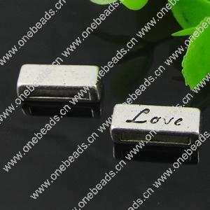 Slider, Zinc Alloy Bracelet Findinds, Lead-free, 13x5mm, Hole size:10x2mm, Sold by KG 