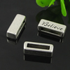 Slider, Zinc Alloy Bracelet Findinds, Lead-free, 13x5mm, Hole size:10x2mm, Sold by KG 
