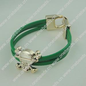 Fashion Bracelet, Leather cord & CCB Beads, Length: about 8.1-inch, Sold by Dozen