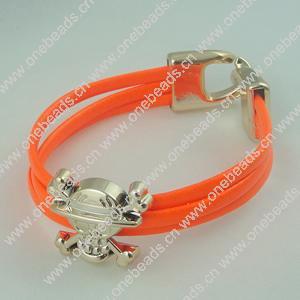 Fashion Bracelet, Leather cord & CCB Beads, Length: about 8.1-inch, Sold by Dozen