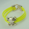 Fashion Bracelet, Leather cord & CCB Beads, Length: about 8.1-inch, Sold by Dozen
