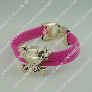 Fashion Bracelet, Leather cord & CCB Beads, Length: about 8.1-inch, Sold by Dozen