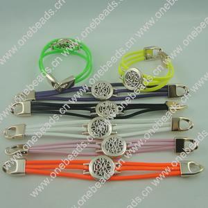 Fashion Bracelet, Leather cord & CCB Beads, Length: about 8.1-inch, Sold by Dozen