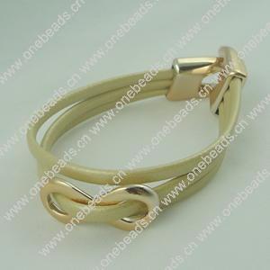 Fashion Bracelet, Leather cord & CCB Beads, Length: about 8.1-inch, Sold by Dozen