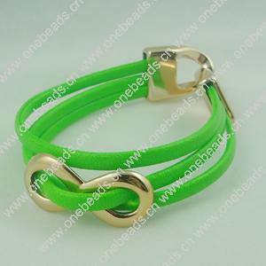 Fashion Bracelet, Leather cord & CCB Beads, Length: about 8.1-inch, Sold by Dozen