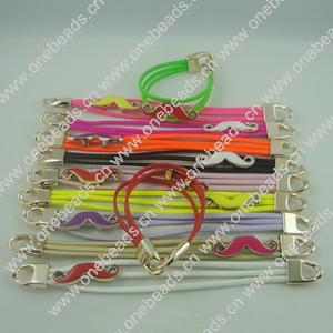 Fashion Bracelet, Leather cord & CCB Beads, Length: about 8.1-inch, Sold by Dozen