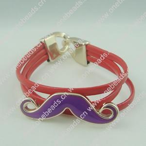 Fashion Bracelet, Leather cord & CCB Beads, Length: about 8.1-inch, Sold by Dozen