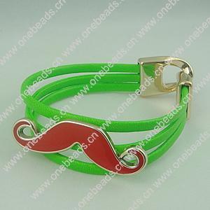 Fashion Bracelet, Leather cord & CCB Beads, Length: about 8.1-inch, Sold by Dozen