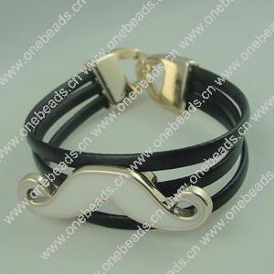 Fashion Bracelet, Leather cord & CCB Beads, Length: about 8.1-inch, Sold by Dozen