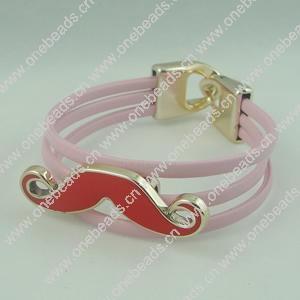 Fashion Bracelet, Leather cord & CCB Beads, Length: about 8.1-inch, Sold by Dozen