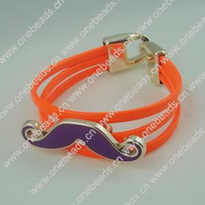 Fashion Bracelet, Leather cord & CCB Beads, Length: about 8.1-inch, Sold by Dozen