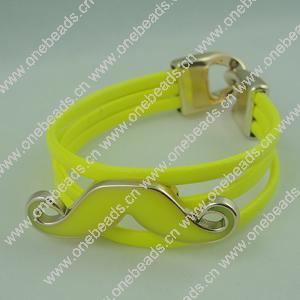 Fashion Bracelet, Leather cord & CCB Beads, Length: about 8.1-inch, Sold by Dozen