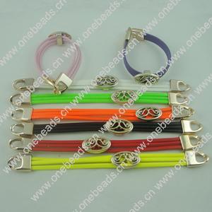 Fashion Bracelet, Leather cord & CCB Beads, Length: about 8.1-inch, Sold by Dozen