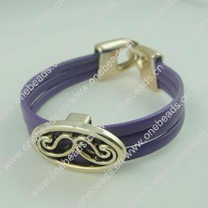 Fashion Bracelet, Leather cord & CCB Beads, Length: about 8.1-inch, Sold by Dozen