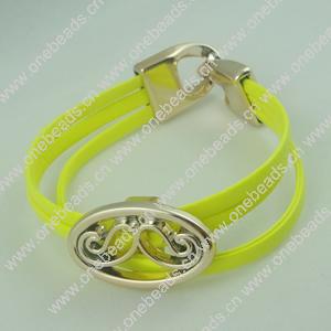 Fashion Bracelet, Leather cord & CCB Beads, Length: about 8.1-inch, Sold by Dozen