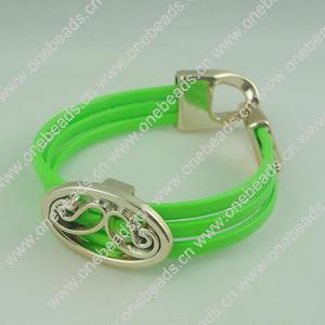 Fashion Bracelet, Leather cord & CCB Beads, Length: about 8.1-inch, Sold by Dozen