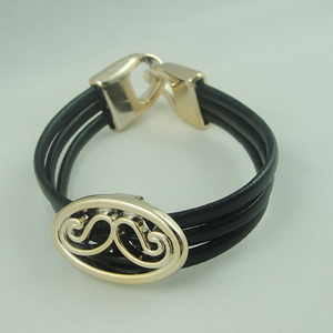 Fashion Bracelet, Leather cord & CCB Beads, Length: about 8.1-inch, Sold by Dozen