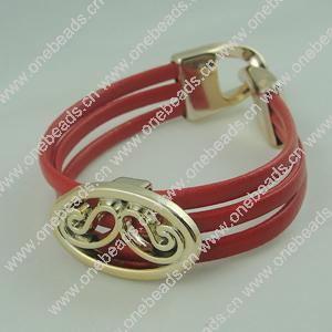 Fashion Bracelet, Leather cord & CCB Beads, Length: about 8.1-inch, Sold by Dozen