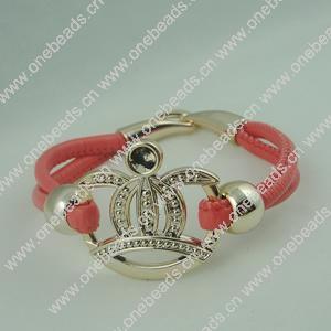 Fashion Bracelet, Leather cord & CCB Beads, Length: about 8.1-inch, Sold by Dozen