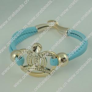 Fashion Bracelet, Leather cord & CCB Beads, Length: about 8.1-inch, Sold by Dozen