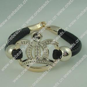 Fashion Bracelet, Leather cord & CCB Beads, Length: about 8.1-inch, Sold by Dozen