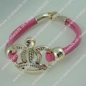 Fashion Bracelet, Leather cord & CCB Beads, Length: about 8.1-inch, Sold by Dozen