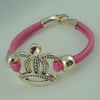 Fashion Bracelet, Leather cord & CCB Beads, Length: about 8.1-inch, Sold by Dozen
