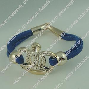 Fashion Bracelet, Leather cord & CCB Beads, Length: about 8.1-inch, Sold by Dozen