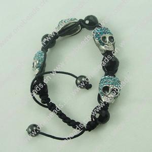 Fashion Bracelet, Cotton cord & zinc alloy Beads, Length:adjustable, Sold by Dozen