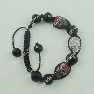 Fashion Bracelet, Cotton cord & zinc alloy Beads, Length:adjustable, Sold by Dozen