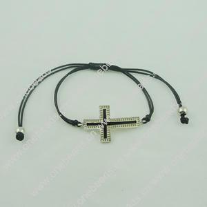 Fashion Bracelet, Cotton cord & zinc alloy findings, Length:adjustable, Sold by Dozen