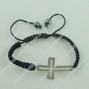 Fashion Bracelet, Cotton cord & zinc alloy findings, Length:adjustable, Sold by Dozen