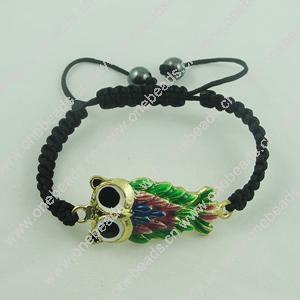 Fashion Bracelet, Cotton cord & zinc alloy findings, Length:adjustable, Sold by Dozen