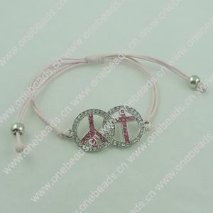 Fashion Bracelet, Cotton cord & zinc alloy findings, Length:adjustable, Sold by Dozen