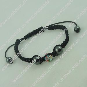 Fashion Bracelet, Cotton cord & zinc alloy Beads, Length:adjustable, Sold by Dozen