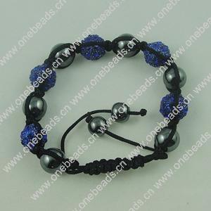 Fashion Bracelet, Cotton cord & zinc alloy Beads, Length:adjustable, Sold by Dozen