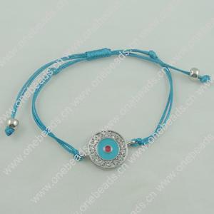 Fashion Bracelet, Cotton cord & zinc alloy findings, Length:adjustable, Sold by Dozen