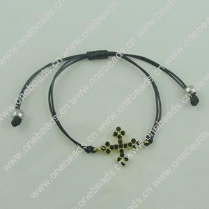 Fashion Bracelet, Cotton cord & zinc alloy findings, Length:adjustable, Sold by Dozen