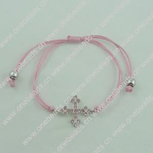 Fashion Bracelet, Cotton cord & zinc alloy findings, Length:adjustable, Sold by Dozen